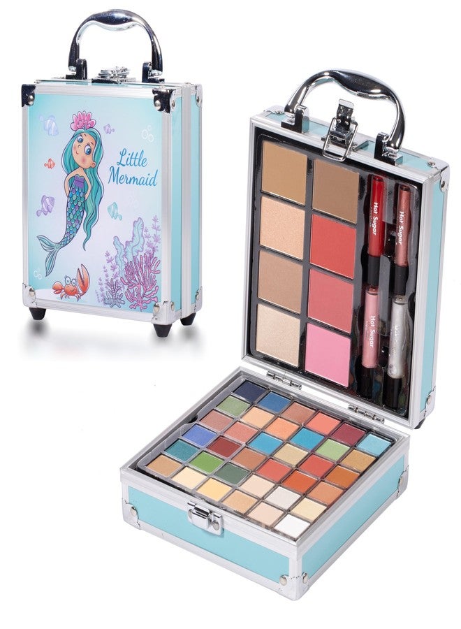 Hot Sugar Girls Makeup Kit Age 4-6 7-8 10-12, Little Girl Makeup Set, Makeup Kit for Teenagers 13-15 Includes Eyeshadow Lip Gloss Blush Highlighter Contour Brush (Blue Mermaid) - Image 1
